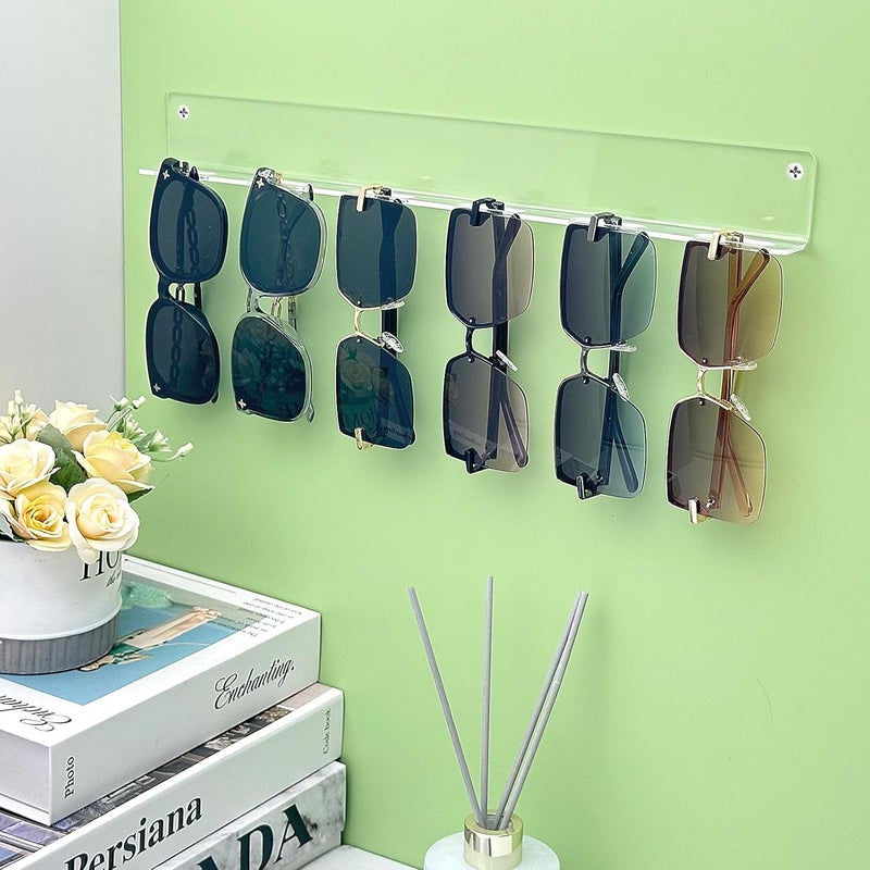 Bigfety Hanging Sunglasses Wall Organizer, Glasses Holder Wall for Display, Acrylic Multiple Eyeglasses Rack 3 Pack, Clear - Image 2
